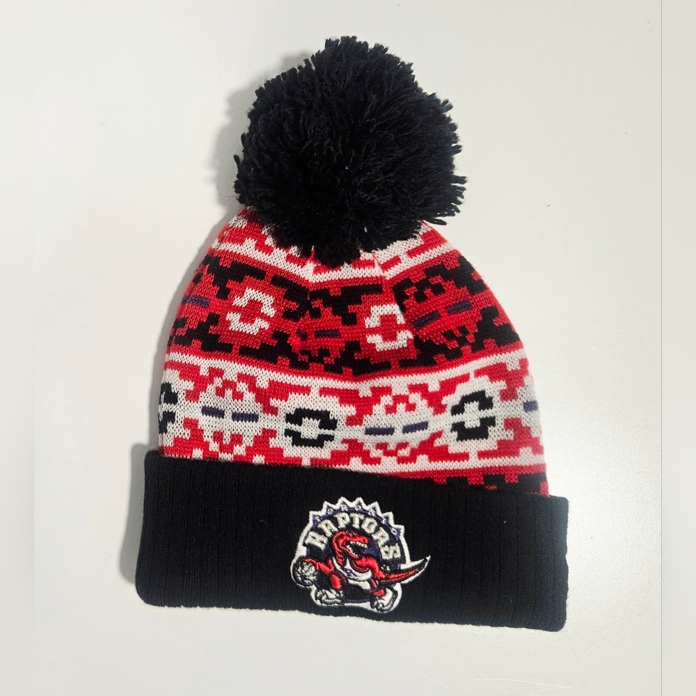 Raptors Black and Red Patterned Beanie
